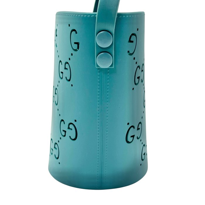 Gucci Turquoise GG Embossed Rubber/ Silicone Bucket Bag