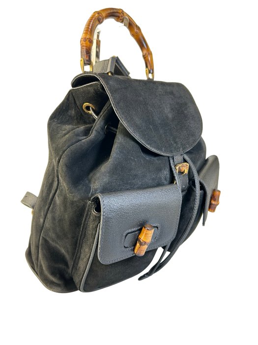 Gucci Bamboo Handle Black Backpack
