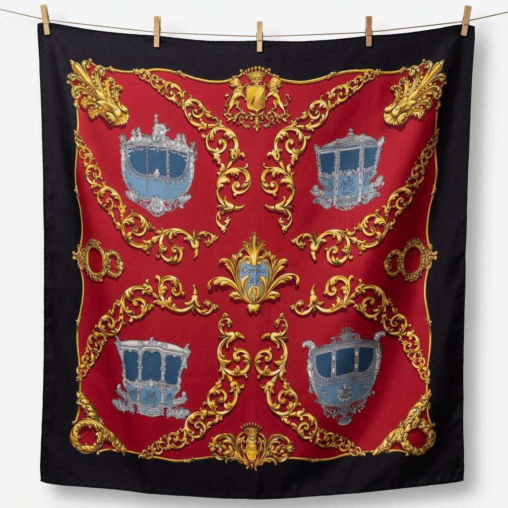 Hermès Carrosses d’Or Silk Carré 90 Scarf