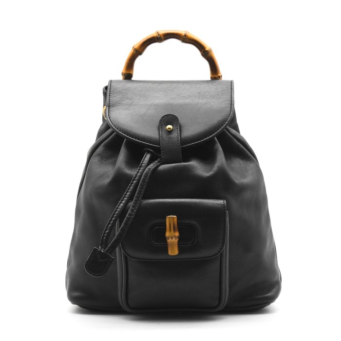 Gucci Bamboo Black Leather Backpack