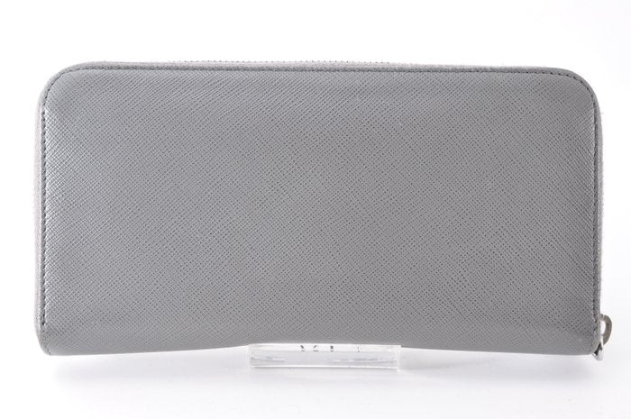 Prada Grey Saffiano Leather Zip-Around Wallet
