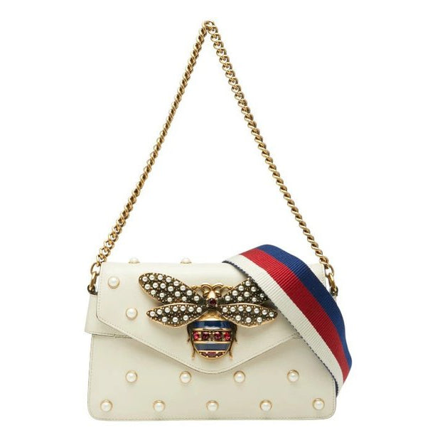Gucci Broadway Pearl &amp; Bee Chain Shoulder Bag – 2-Way Crossbody