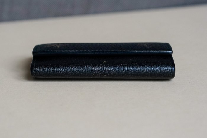 Gucci Black Leather Key Case with Star and Bee Motifs