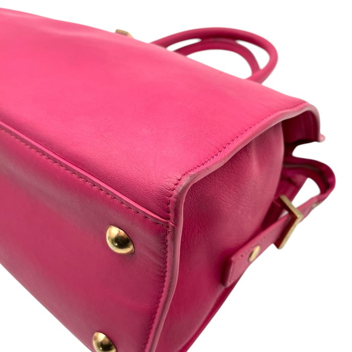 Saint Laurent Pink Leather Two-Way Handbag – Gold-Tone Hardware