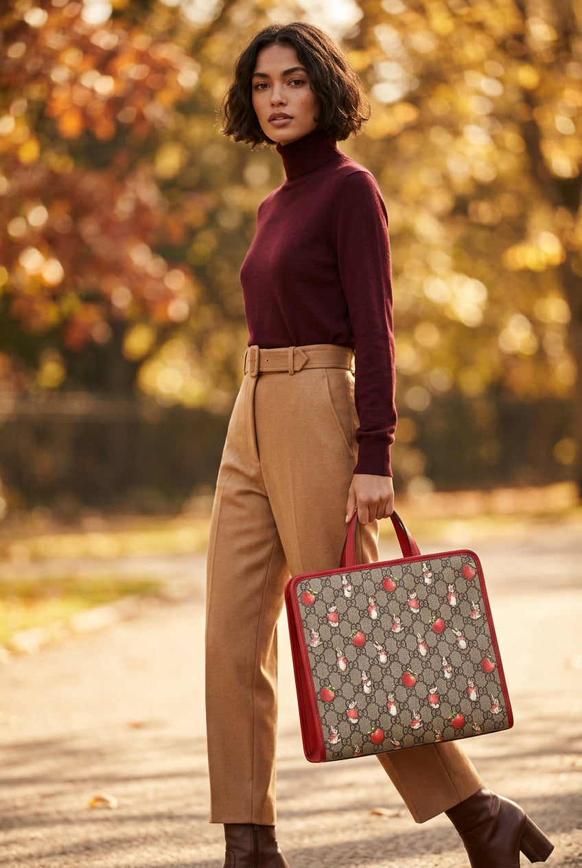 Gucci Peter Rabbit Apple Tote Bag in Beige and Red