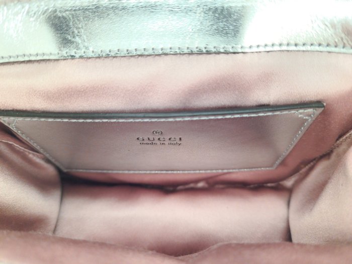Gucci GG Marmont Mini Shoulder Bag in Iridescent Pink Leather