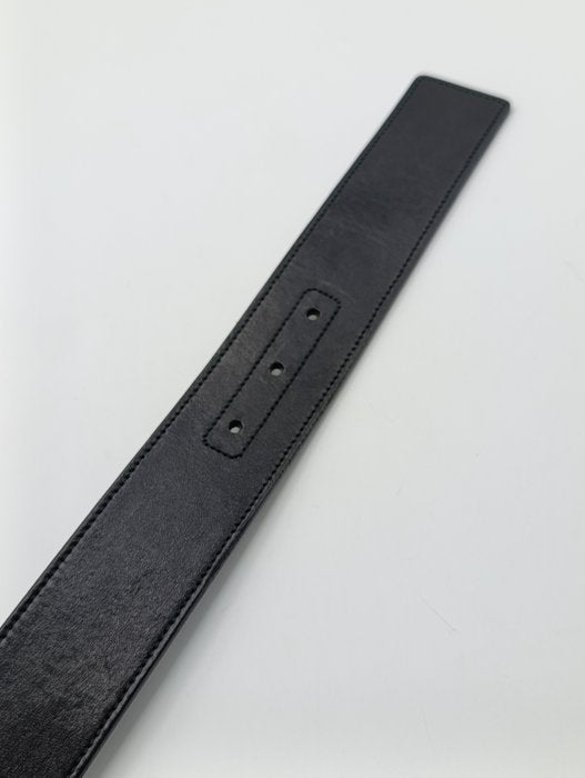 Gucci Black Leather Interlocking GG Buckle Belt