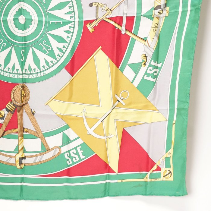 Hermès Carré 90 Silk Scarf Sextants Nautical Compass