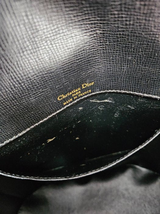 Christian Dior Vintage Black Leather Shoulder Bag