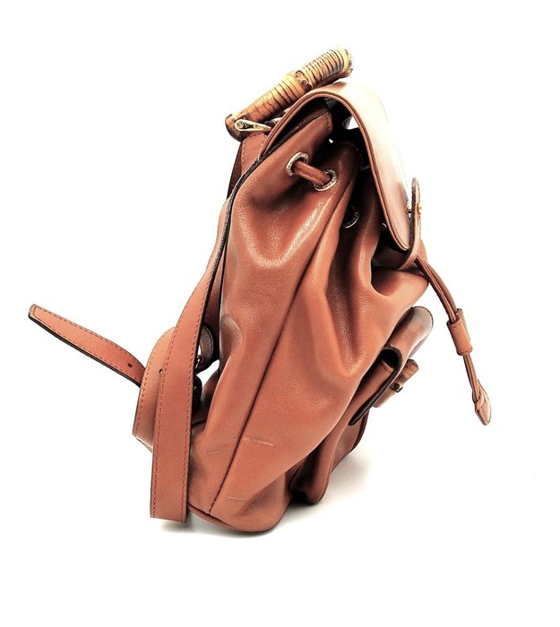 Gucci Bamboo Brown Leather Backpack