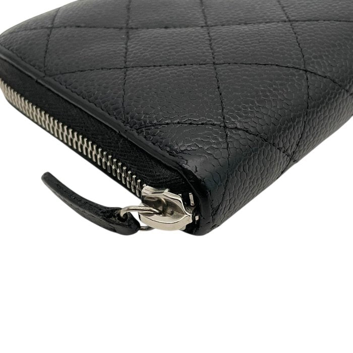 Chanel Black Matelassé Quilted Leather Zip-Around Long Wallet400