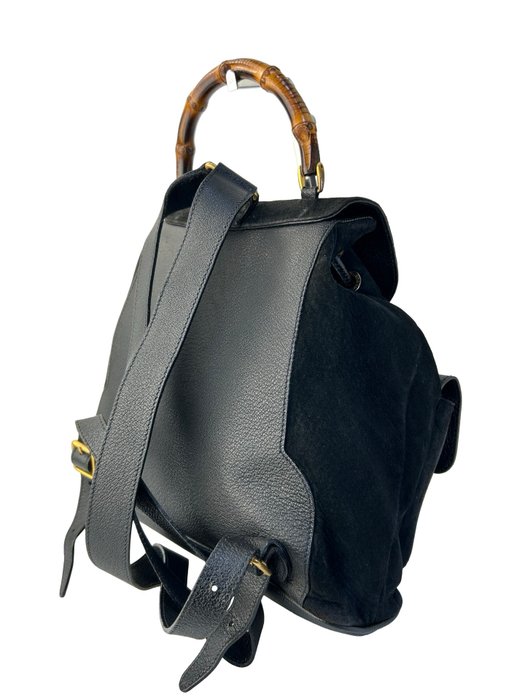 Gucci Bamboo Handle Black Backpack