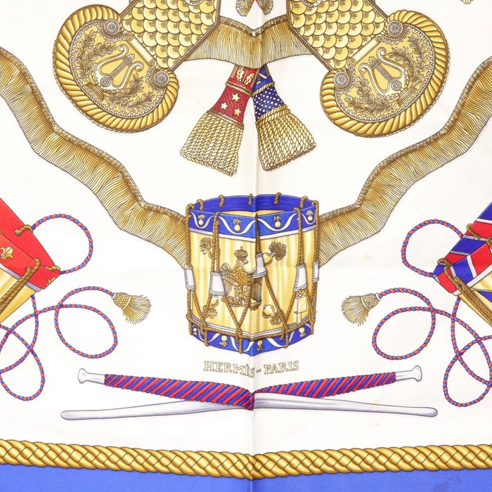 Hermès Les Tambours Carré 90 Silk Scarf by Joachim Metz