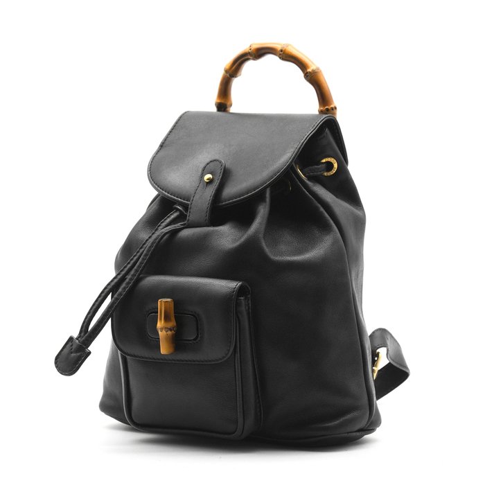 Gucci Bamboo Black Leather Backpack
