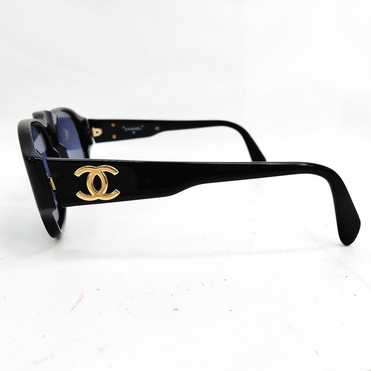Chanel Black Acetate Sunglasses with Gold CC Logo