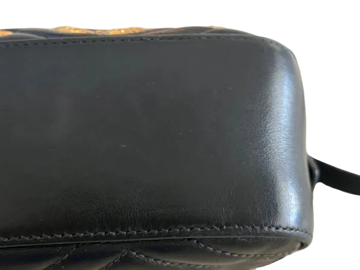 Gucci GG Marmont Animal Studs Black Leather Crossbody Bag