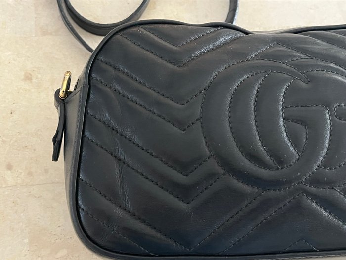 Gucci GG Marmont Animal Studs Black Leather Crossbody Bag