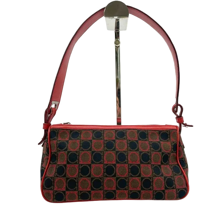 Salvatore Ferragamo Vintage Gancini Handbag – Canvas and Red Leather