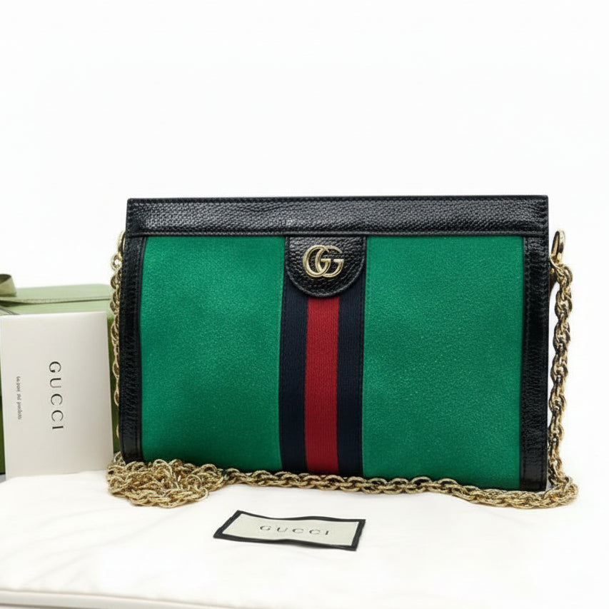 Pochette/Sac bandoulière Gucci toile rayée verte