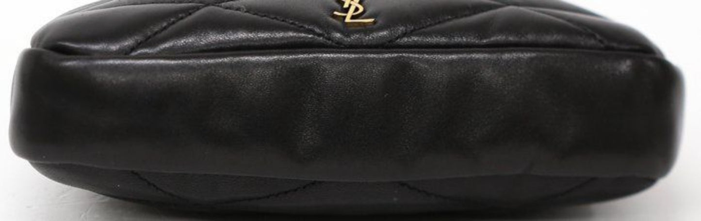 Saint Laurent black hobo bag diamond quilted lambskin with gold Cassandre logo.