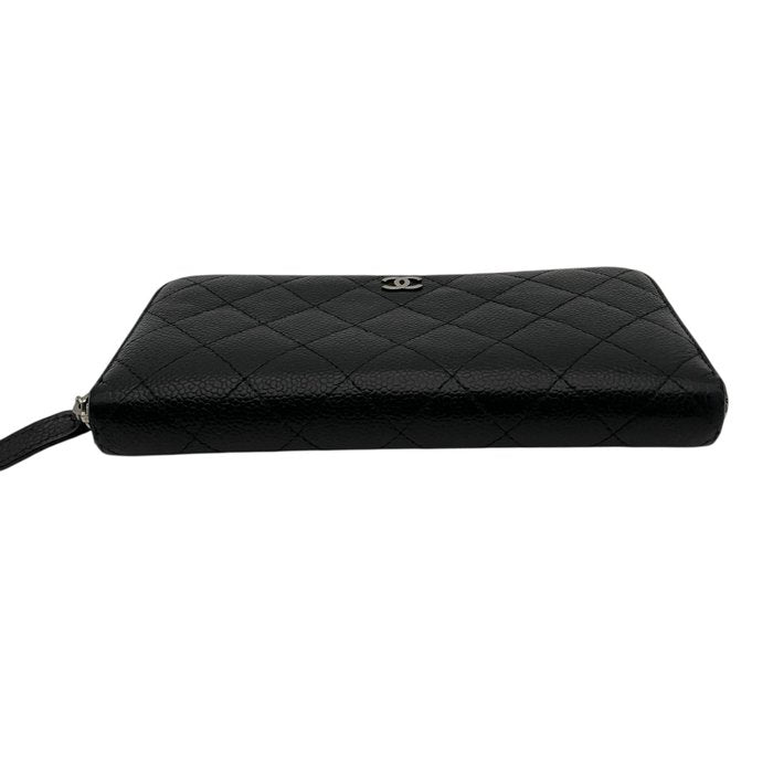 Chanel Black Matelassé Quilted Leather Zip-Around Long Wallet400