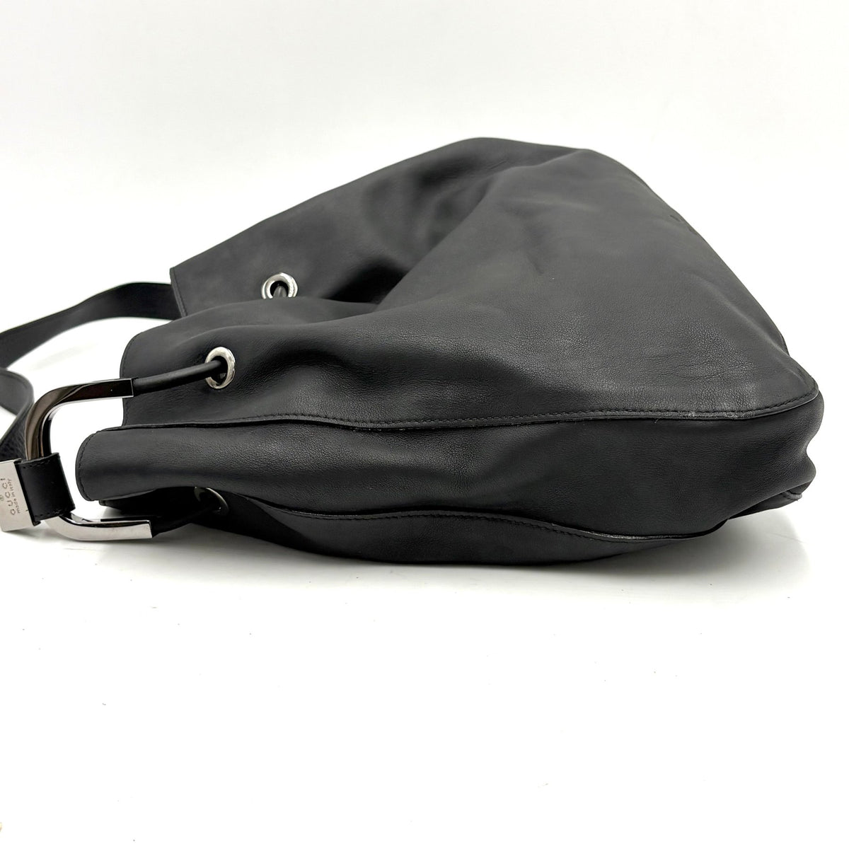 Gucci Tom Ford Era Black Leather Drawstring Shoulder Bag