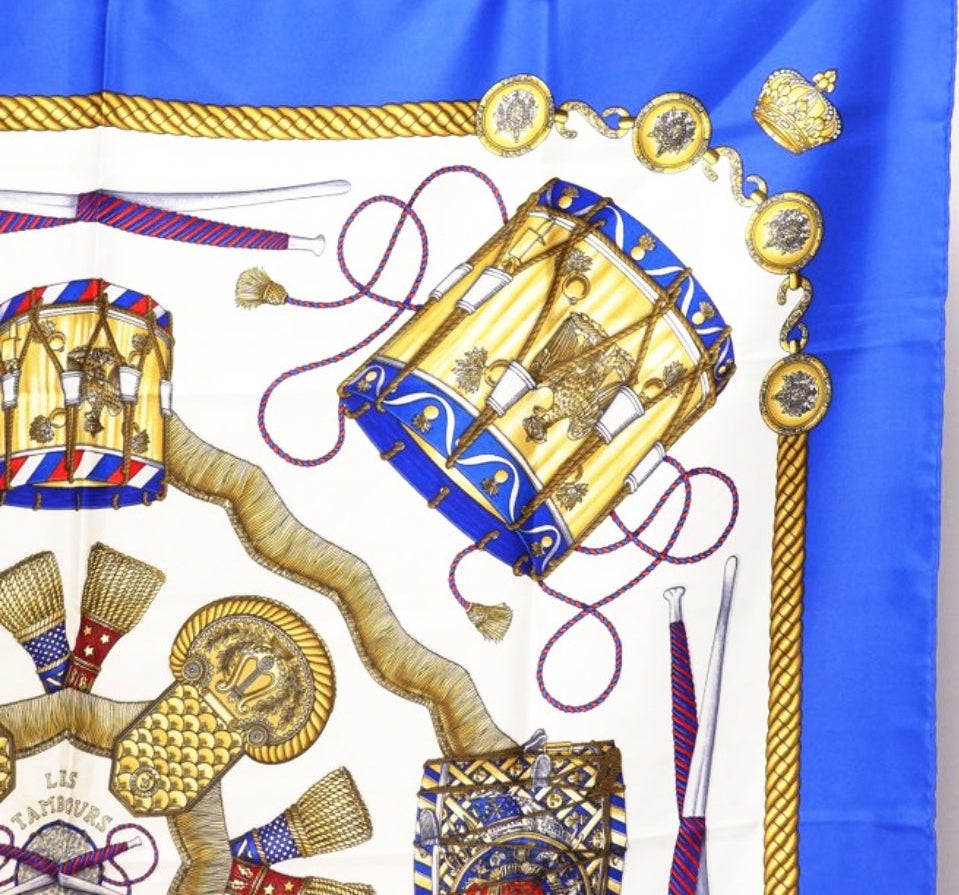 Hermès Les Tambours Joachim Metz Carré Silk Scarf 90cm