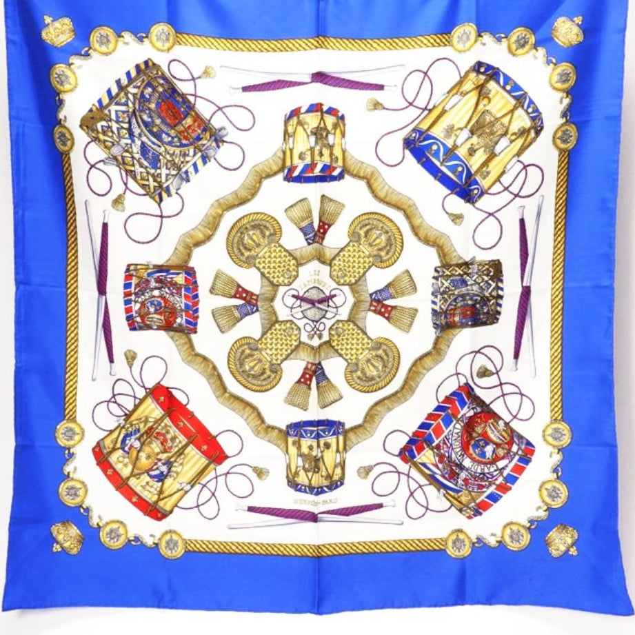 Hermès Les Tambours Joachim Metz Carré Silk Scarf 90cm