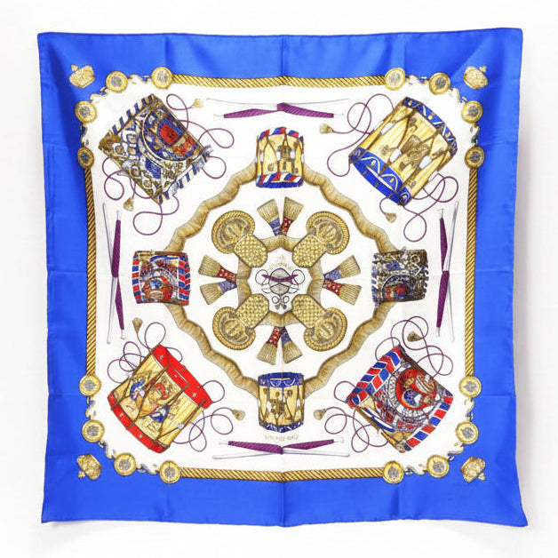 Hermès Les Tambours Joachim Metz Carré Silk Scarf 90cm