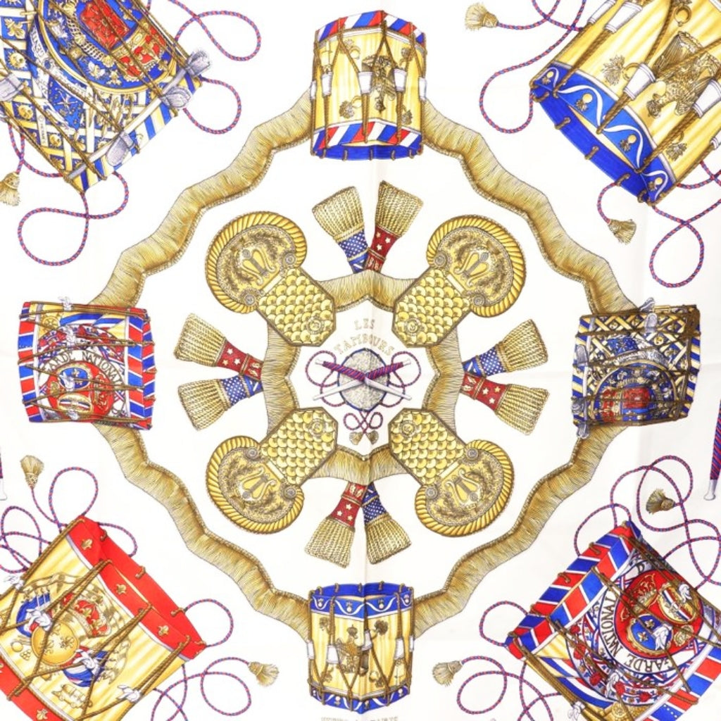 Hermès Les Tambours Joachim Metz Carré Silk Scarf 90cm