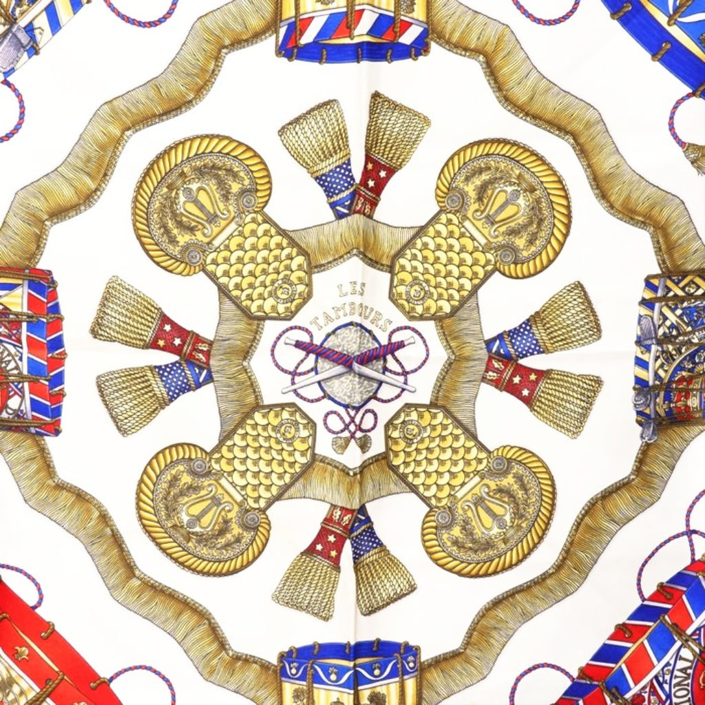 Hermès Les Tambours Joachim Metz Carré Silk Scarf 90cm