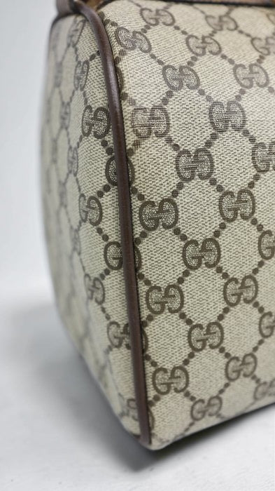 Gucci GG Supreme Sherry Line Boston Bag in Beige and Brown
