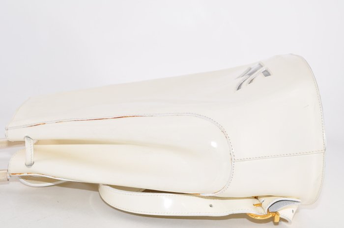 Salvatore Ferragamo Cream Leather Backpack Bag with Matching Pouch