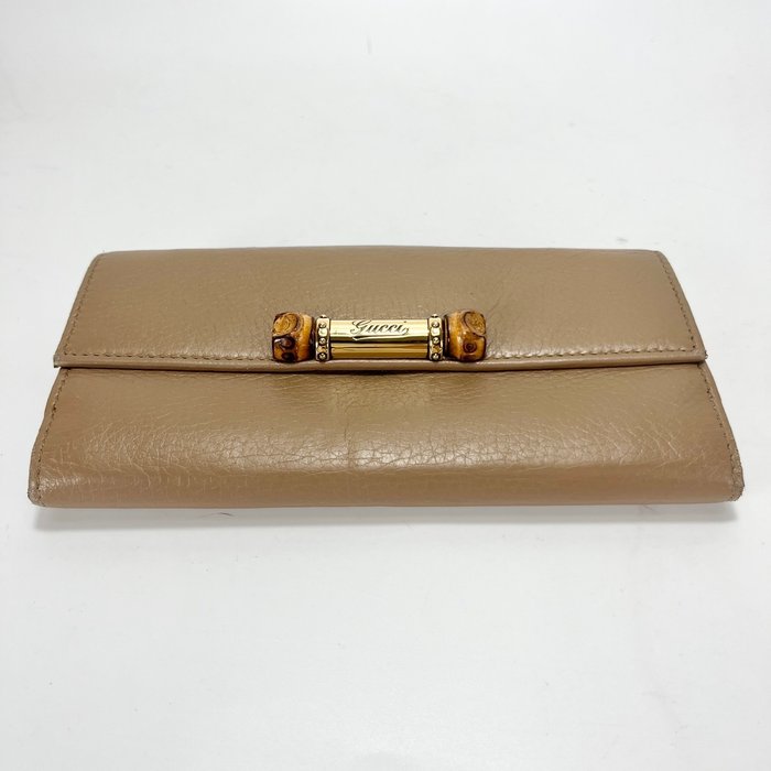 Gucci Beige Leather Long Bifold Wallet