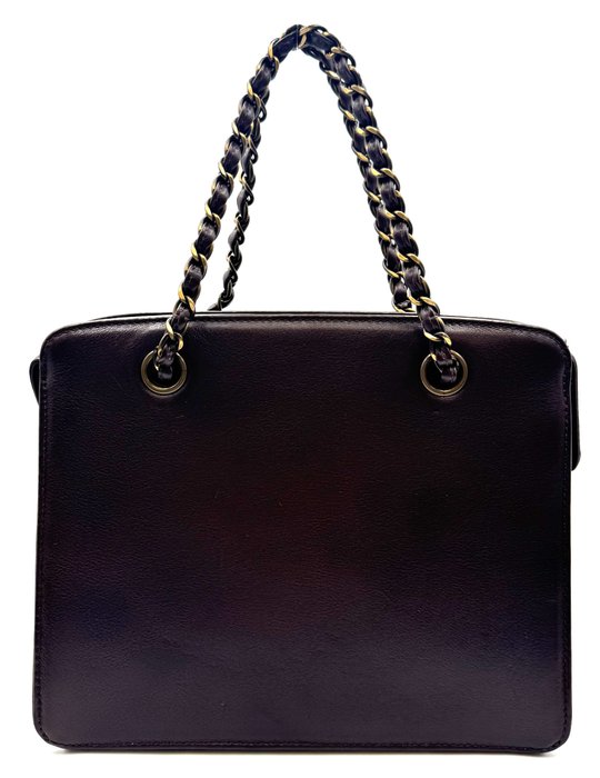 Chanel Vintage Hard Case Handbag – Dark Brown Leather, Brass Trim, Made in France