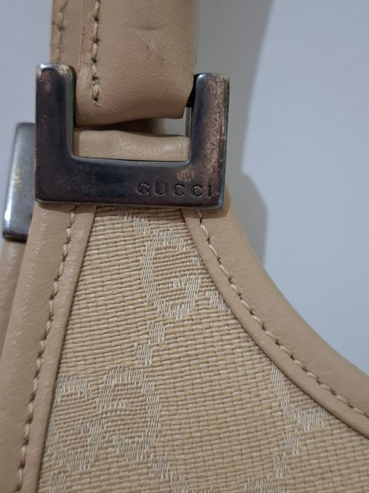 Gucci Jackie Beige GG Canvas and Leather Shoulder Bag