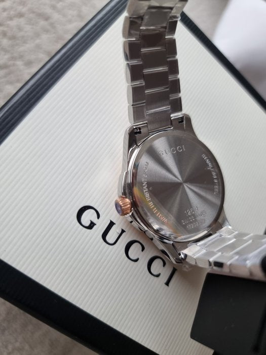 Gucci Unisex Quartz Watch – Silver & Rose Gold, Steel Bracelet