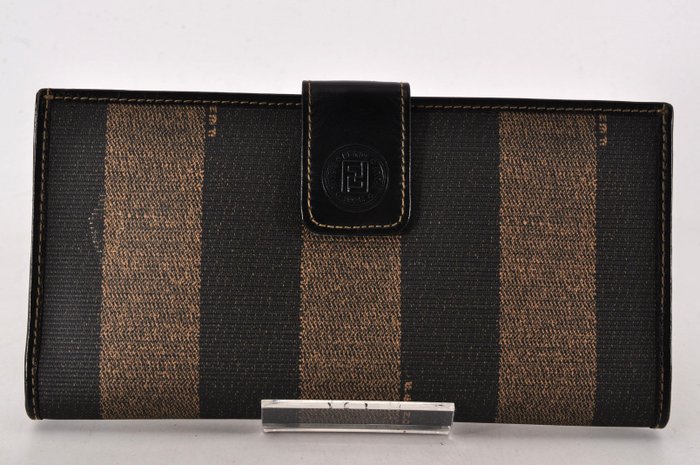 Fendi Black & Brown Long Wallet – Canvas & Leather