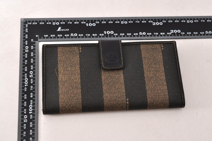 Fendi Black & Brown Long Wallet – Canvas & Leather