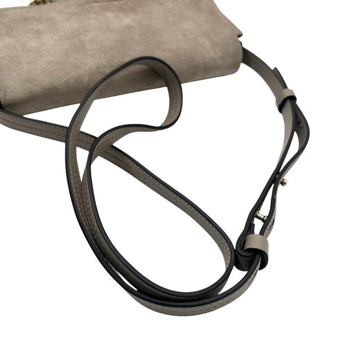 Chloé Faye Shoulder Bag – Beige Suede & Leather, Gold Hardware