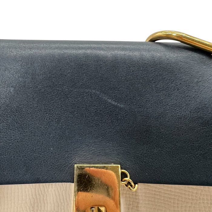 Chloé Drew Shoulder Bag – Ivory & Navy Leather, Gold Plated Hardware