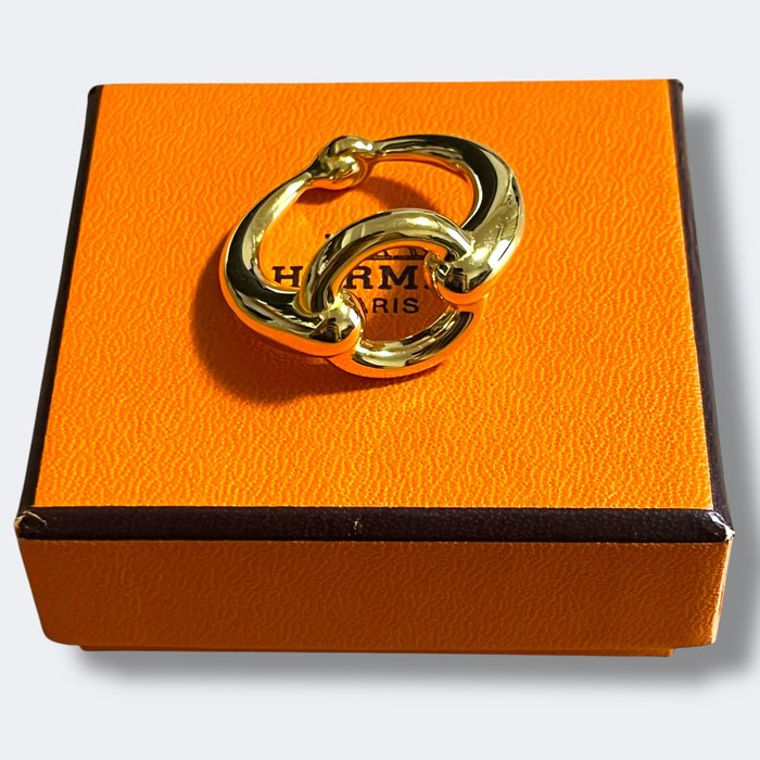 Hermès Mors Gold-Plated Scarf Ring – Equestrian Accessory