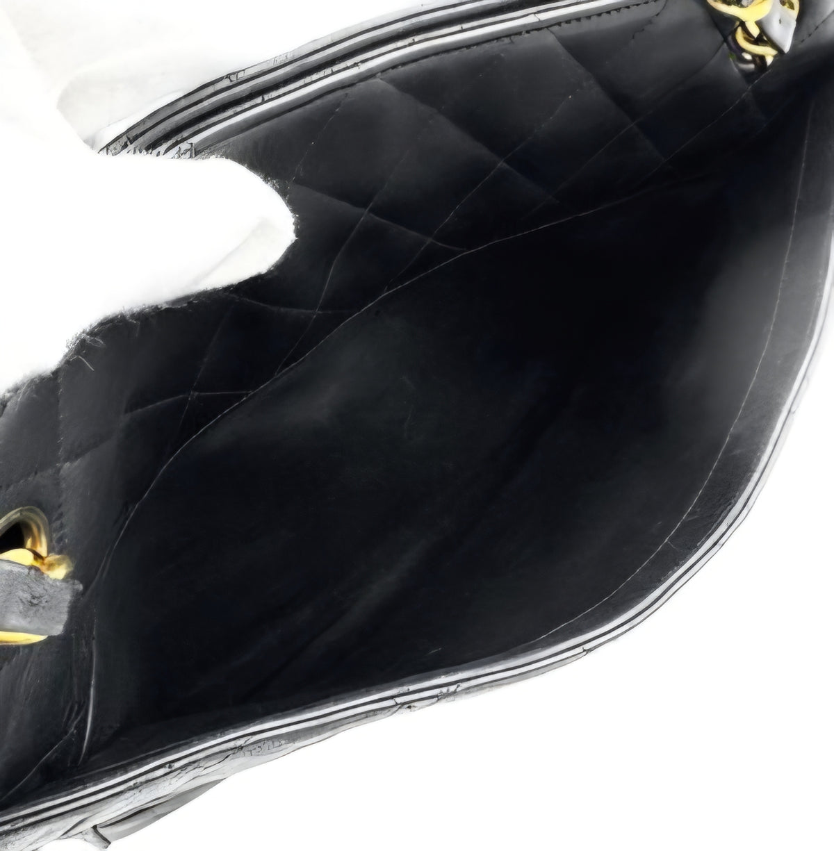Chanel Matelassé Chain Tote Bag – Black Lambskin, Pearl Crush Charm