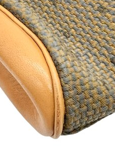Yves Saint Laurent Khaki PVC & Brown Leather Clutch Bag – Gold-Plated Details