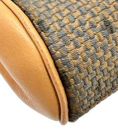 Yves Saint Laurent Khaki PVC & Brown Leather Clutch Bag – Gold-Plated Details