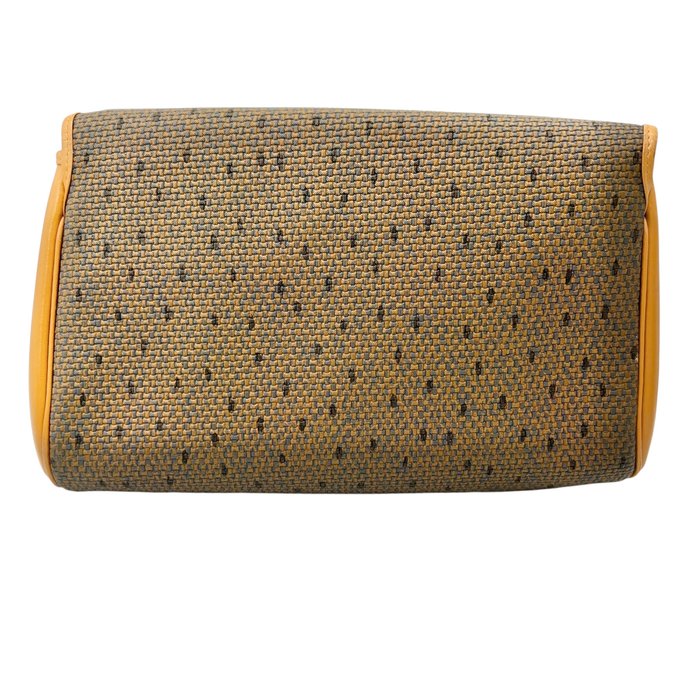 Yves Saint Laurent Khaki PVC & Brown Leather Clutch Bag – Gold-Plated Details