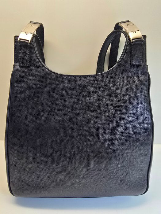 Salvatore Ferragamo Black Hammered  Shoulder Bag