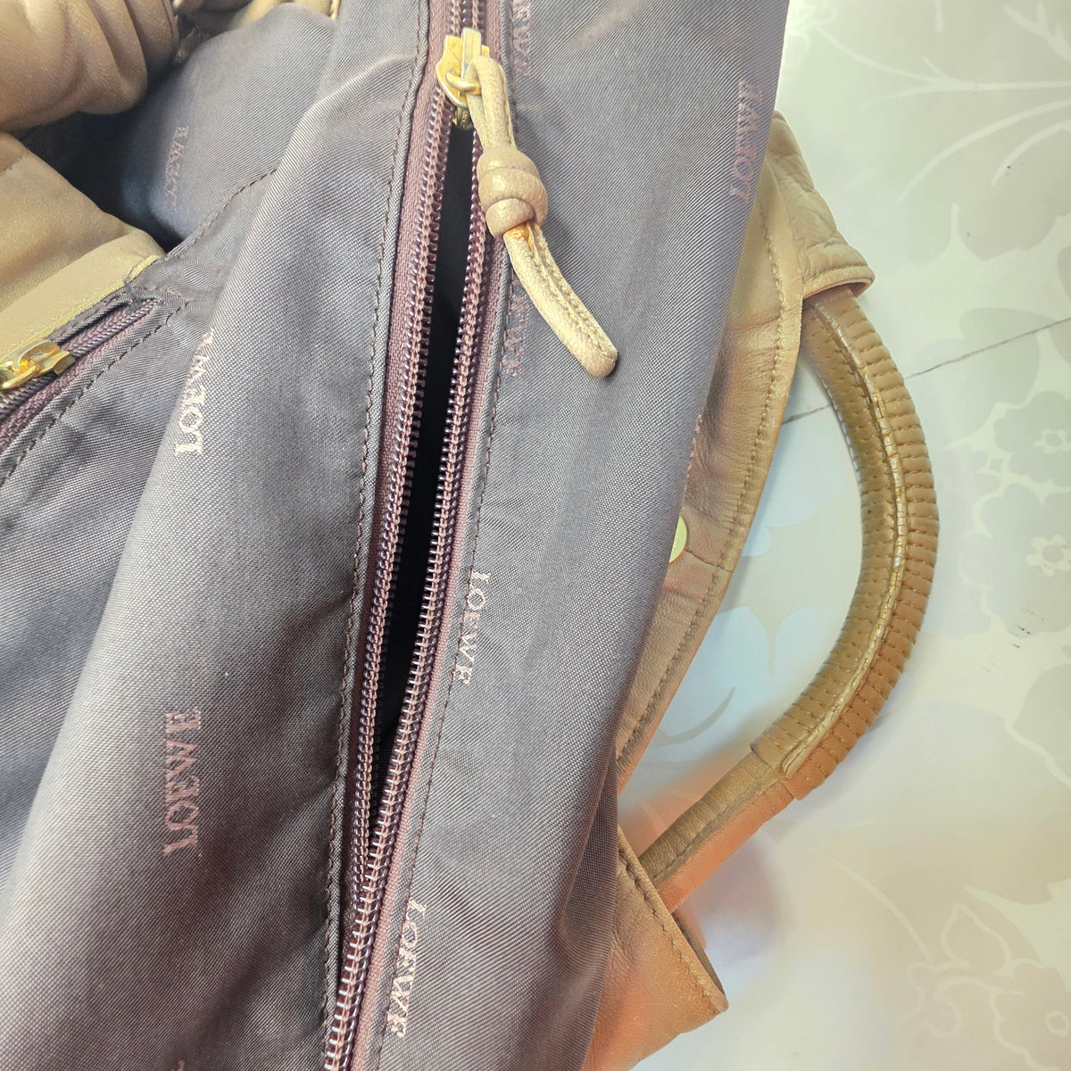 Loewe Aire Gold Leather Shoulder Bag – Medium