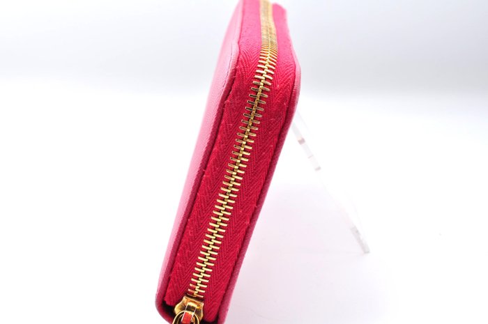 Prada  Leather  Zip-Around Long Wallet with Authenticity Card-Pink