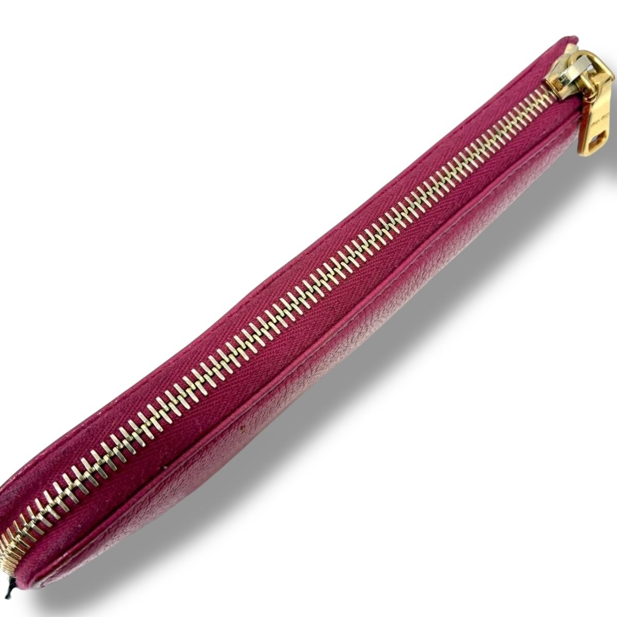 Miu Miu Fuchsia Grained Leather Wallet with Gold Hardware